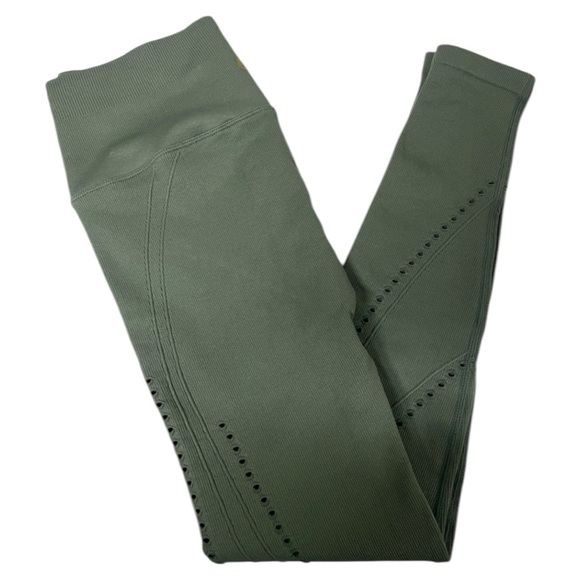 Spiritual Gangster Leggings New Ribbed M/L Army Green - Picture 1 of 11